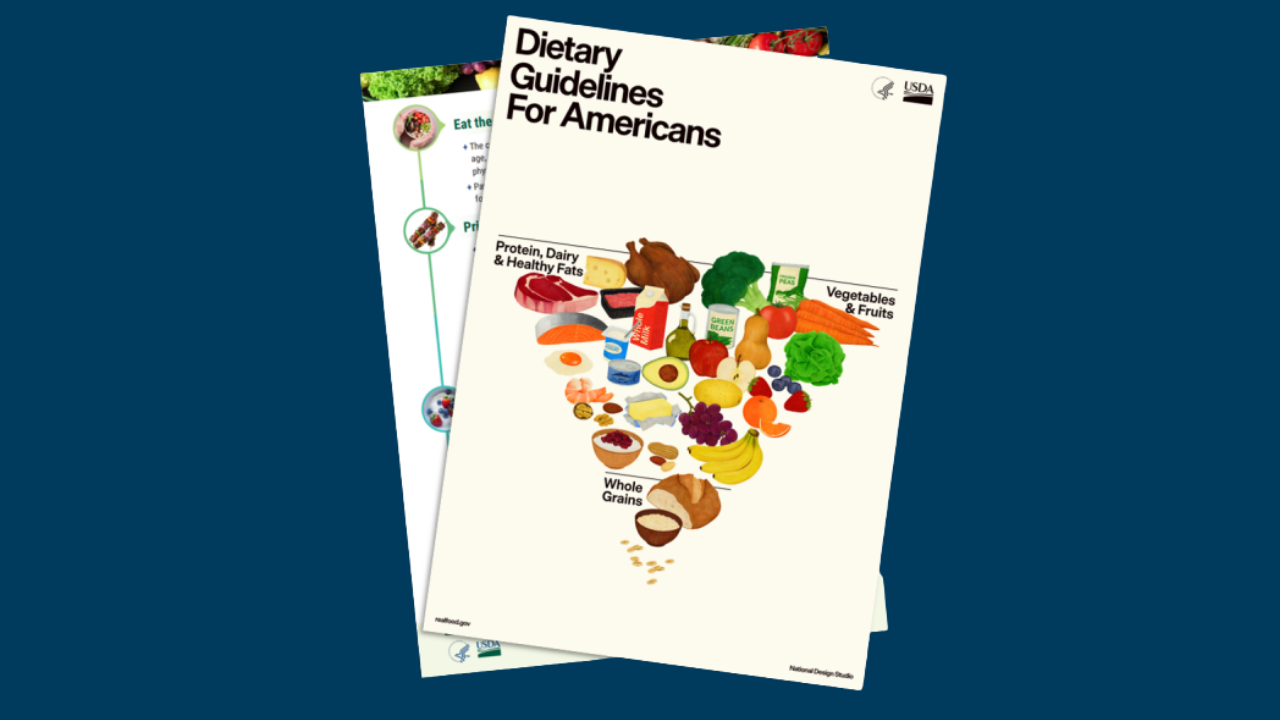 Dietary Guidelines on blue background
