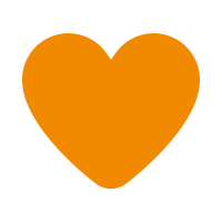 Orange heart icon on white background