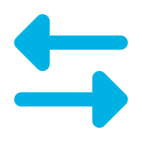 Graphic: two cyan horizontal arrows pointing left and right, swap/exchange icon