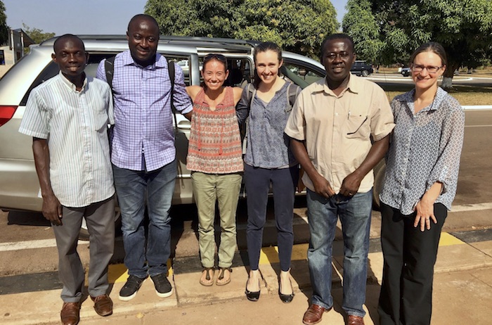 Team members in Tamale, Ghana, December 2019. Left to Right: Yakubu Adams, University of Ghana; Akoto Osei, Helen Keller International; Katherine Adams, UC Davis; Reina Engle-Stone, UC Davis; Seth Adu-Afarwuah, UC Davis and University of Ghana; Ryan Wessells, UC Davis.
